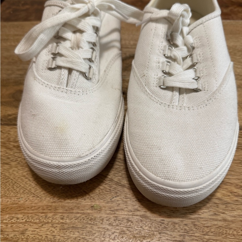 J. Crew White Canvas Lace-Up Sneakers